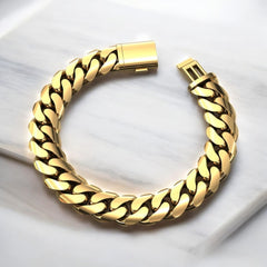14mm Gold Cuban Bracelet