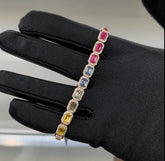 Emerald Sapphire & Diamond Halo Bracelet