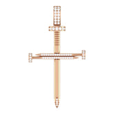 Nail 1/2 Diamond Cross Pendant (2.0")