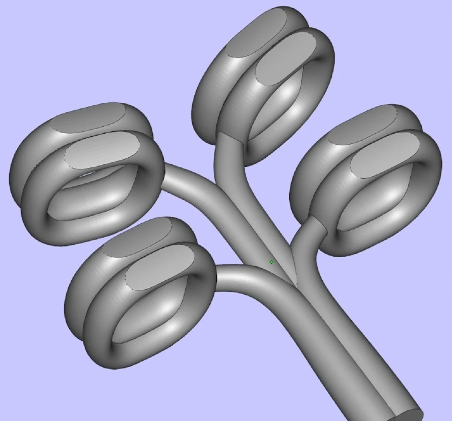 CAD layout of the connecting chain components on branching supports