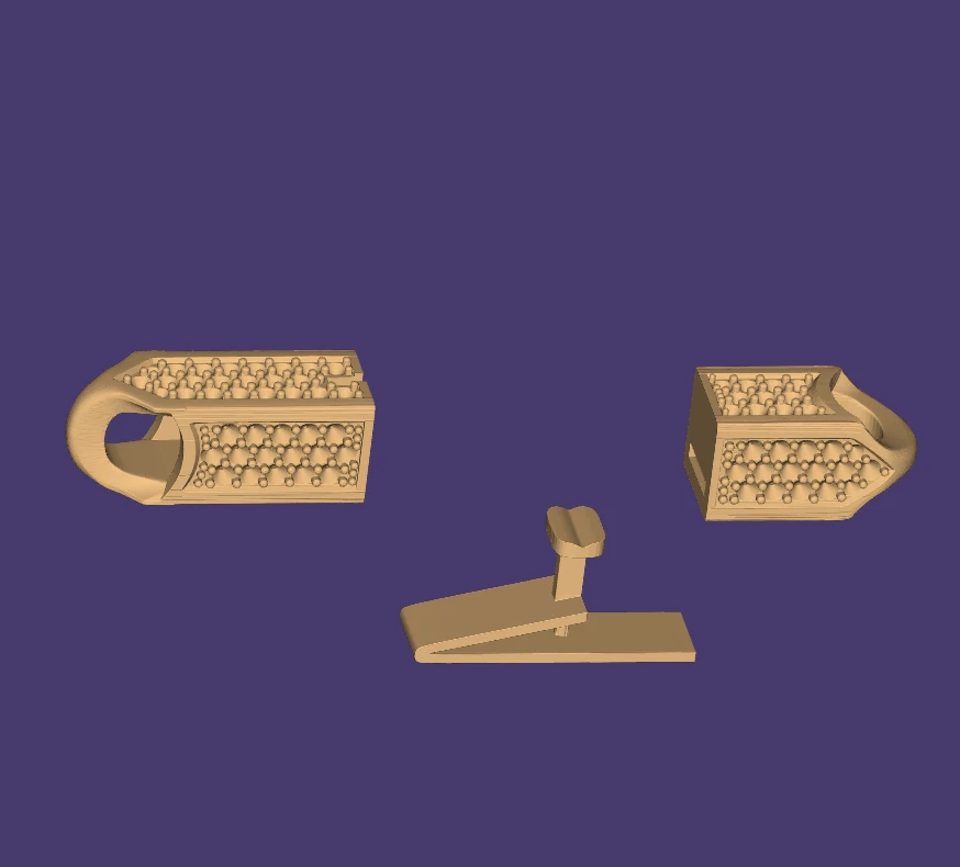 CAD view showing the outer diamond-setting components and separate internal connector of the lock