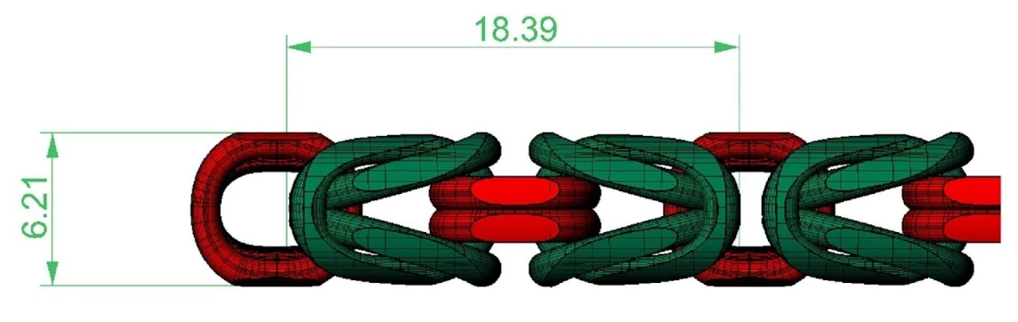Colour-coded CAD view of the interlocking Byzantine chain components