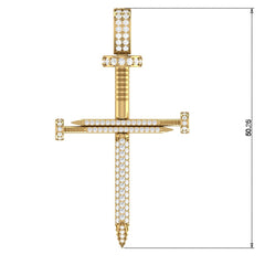 Nail 3/4 Diamond Cross Pendant (2.0")