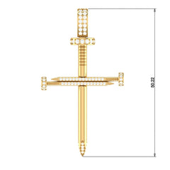 Nail 1/2 Diamond Cross Pendant (2.0")