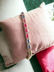 Emerald Sapphire & Diamond Halo Bracelet