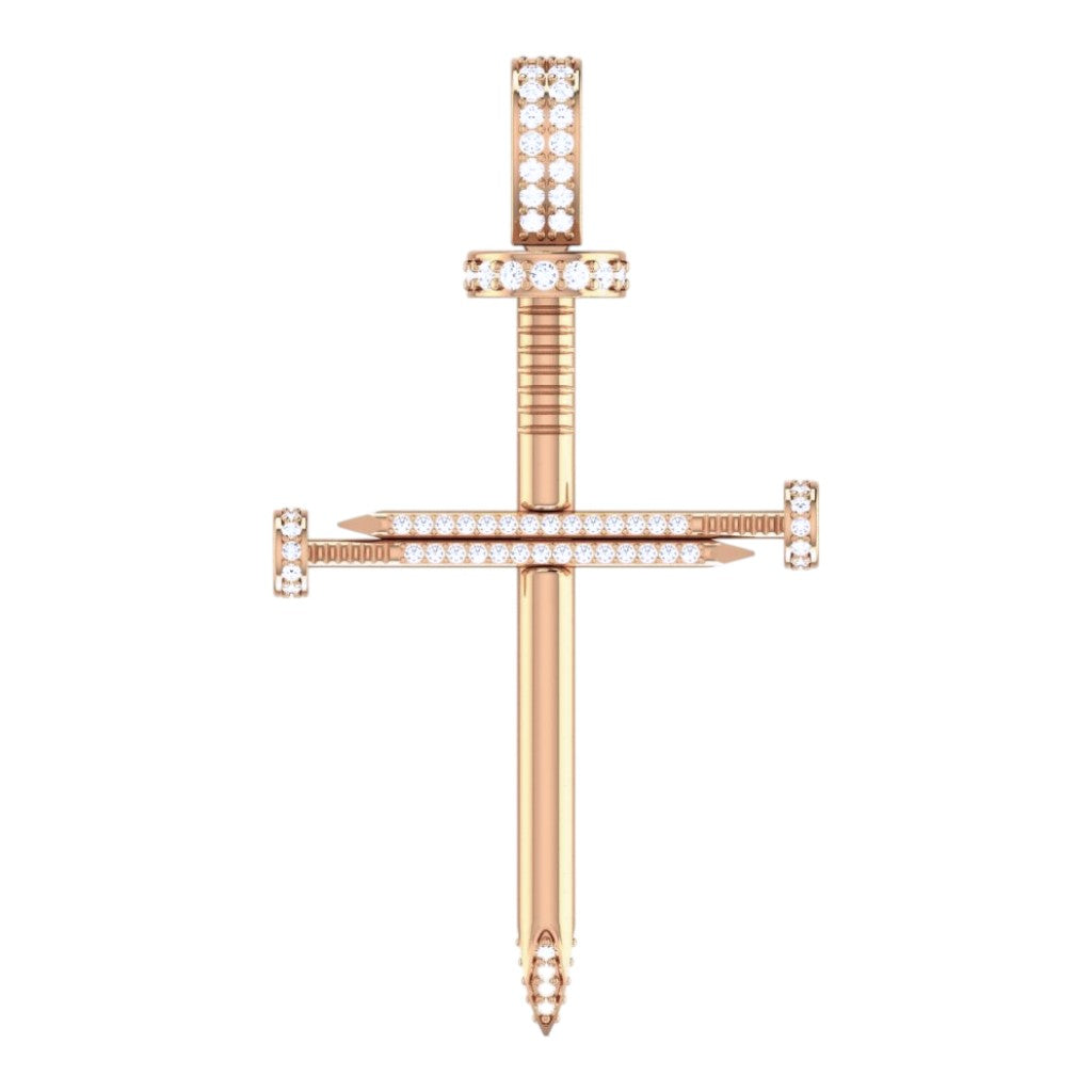 Nail 1/2 Diamond Cross Pendant (2.0")