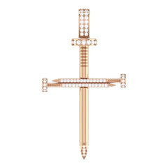 Nail 1/2 Diamond Cross Pendant (2.0")