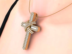 Baguette Cross Pendant (1.1")