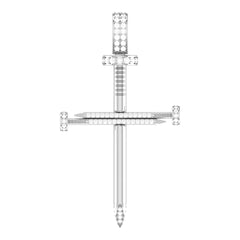 Nail 1/2 Diamond Cross Pendant (2.0")