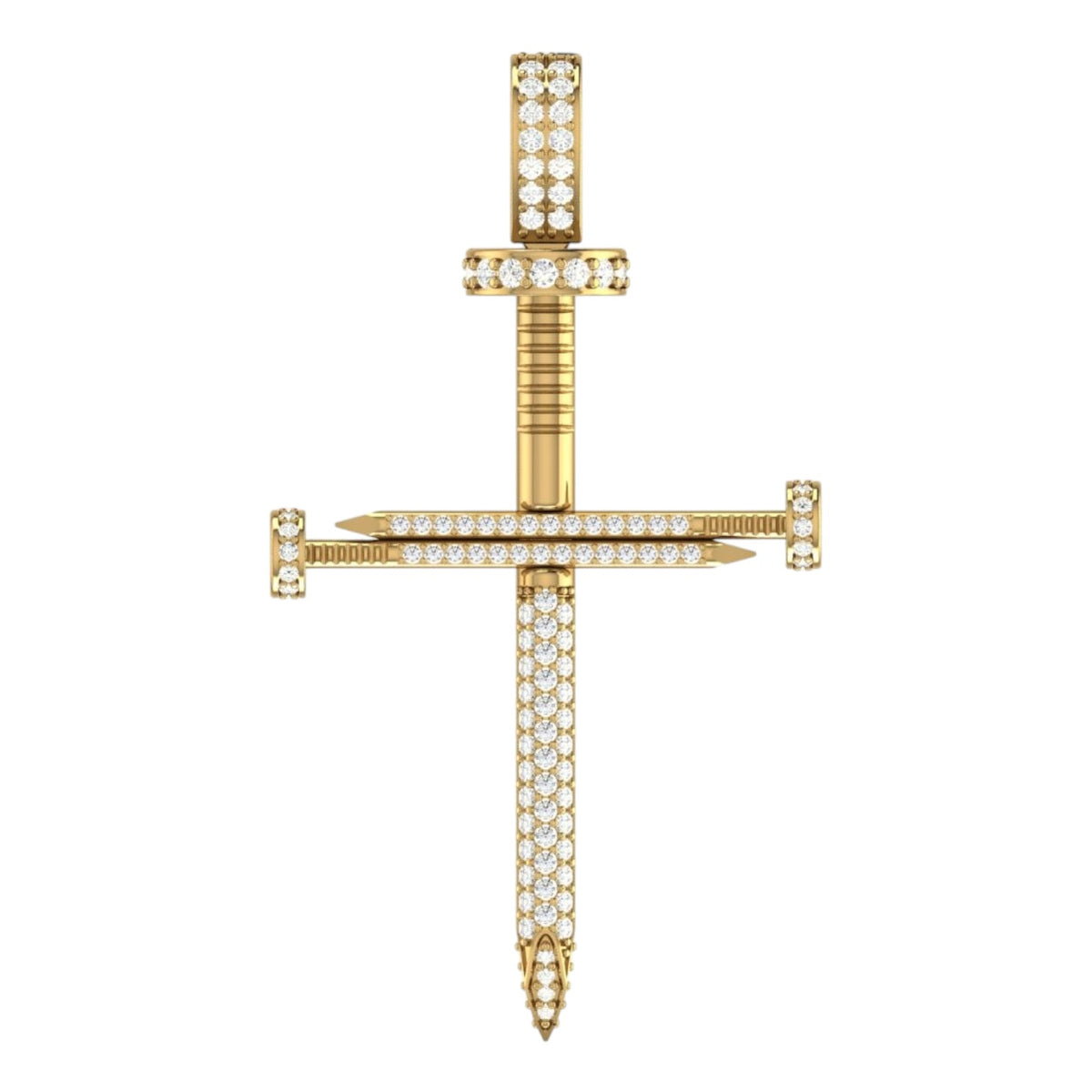 Nail 3/4 Diamond Cross Pendant (2.0")