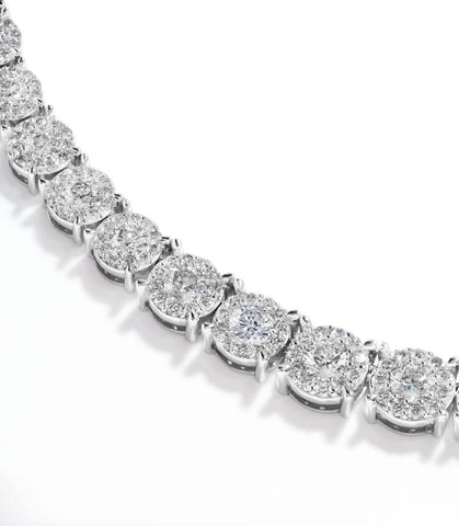 16.00ct Graduated Halo Diamond Necklace Xclusive Diamonds 