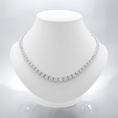 16.00ct Graduated Halo Diamond Necklace Xclusive Diamonds 