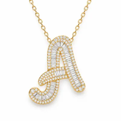 Letter A - Baguette Pendant