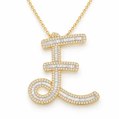 Letter E - Baguette Pendant