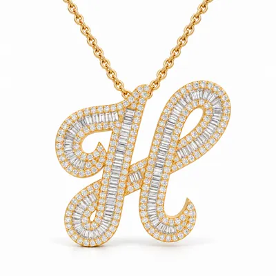 Letter H - Baguette Pendant