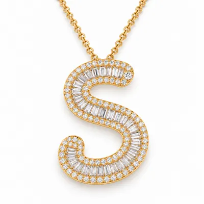 Letter S - Baguette Pendant
