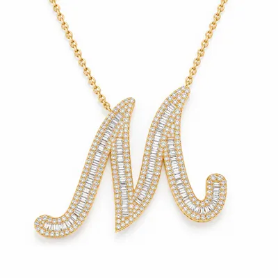 Letter M - Baguette Pendant