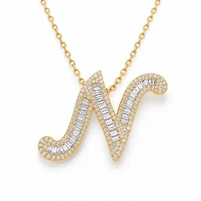 Letter N - Baguette Pendant