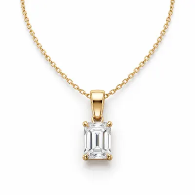Colonnade Emerald Cut Claw Set Pendant
