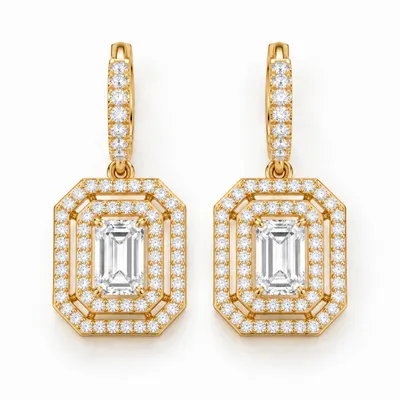 The Melbury Diamond Double Halo Drop Earrings
