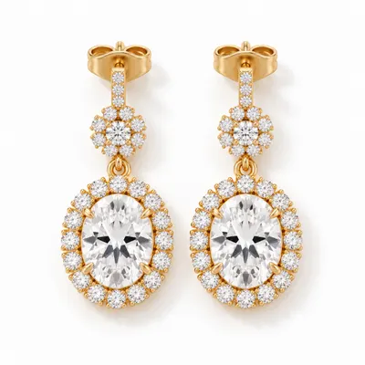 The Molyneux Oval Diamond Cluster Drop Earrings