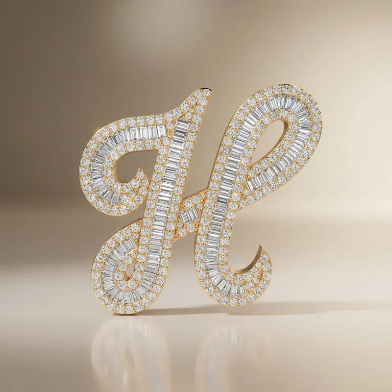 Letter H - Baguette Pendant