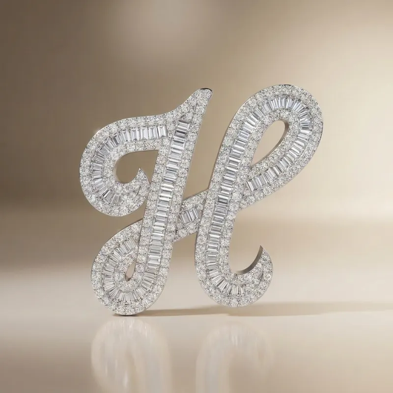 Letter H - Baguette Pendant