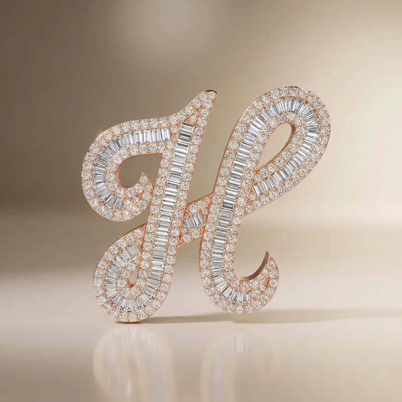 Letter H - Baguette Pendant