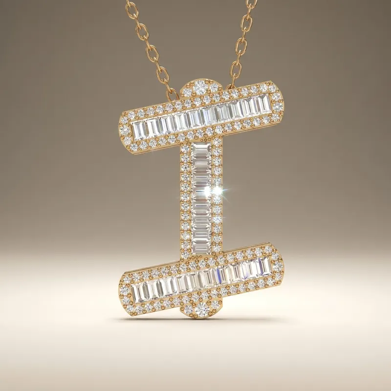 Letter I - Baguette Pendant