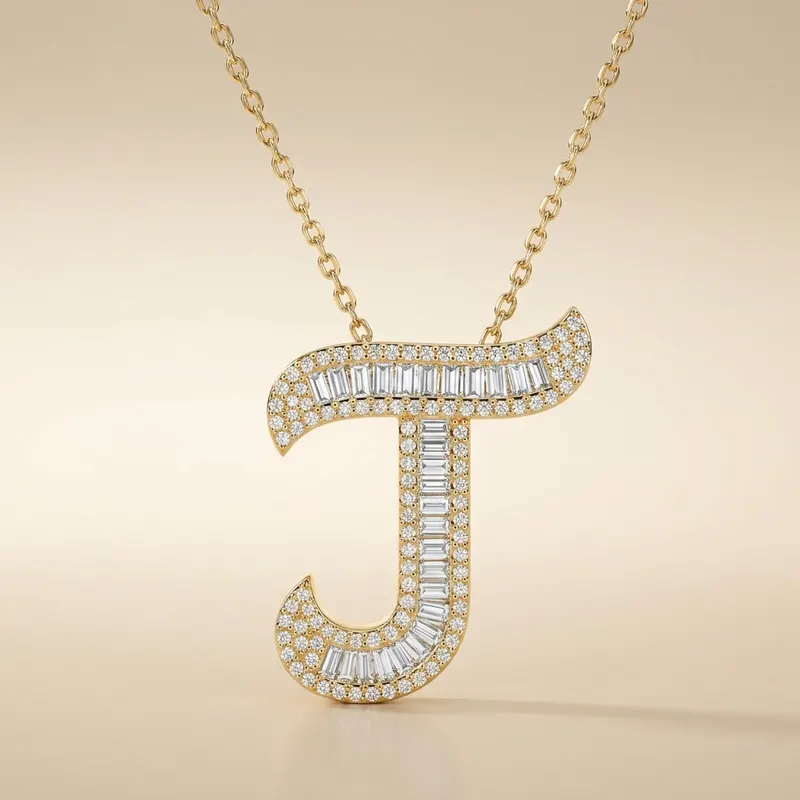 Letter J - Baguette Pendant