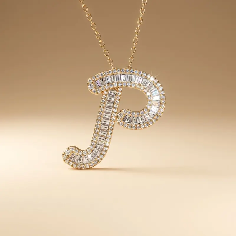 Letter P - Baguette Pendant