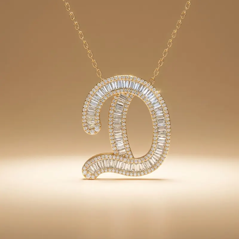 Letter D - Baguette Pendant
