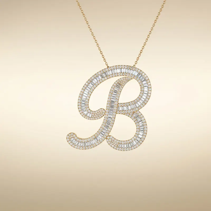 Letter B - Baguette Pendant