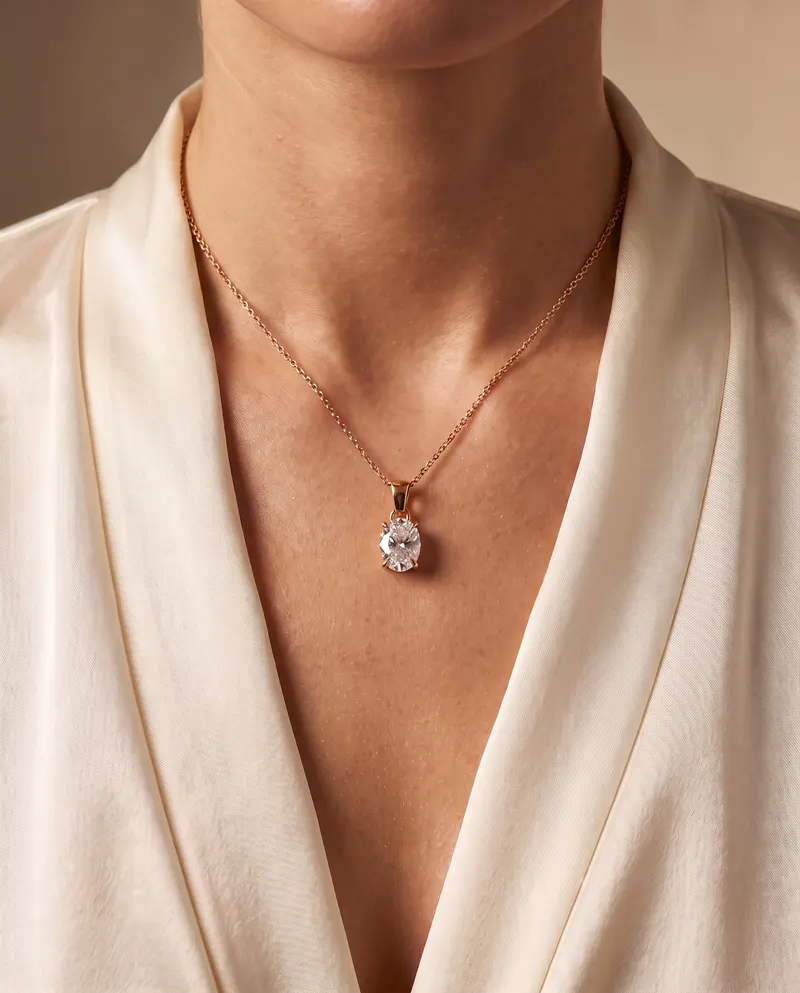 Ondine Oval Claw Set Pendant