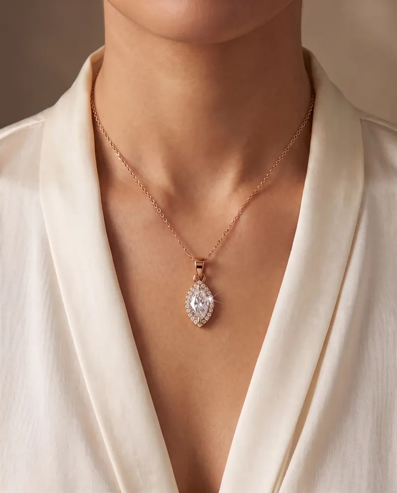 Isolde Marquise Halo Pendant