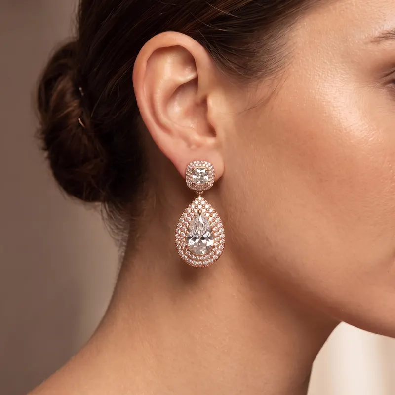 Fontaine Cushion & Pear Drop Earrings