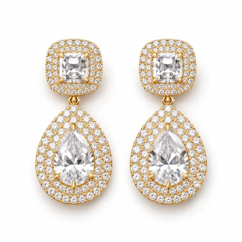 Fontaine Cushion & Pear Drop Earrings