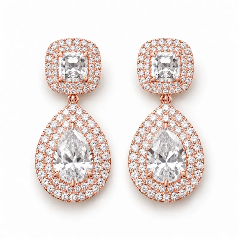 Fontaine Cushion & Pear Drop Earrings