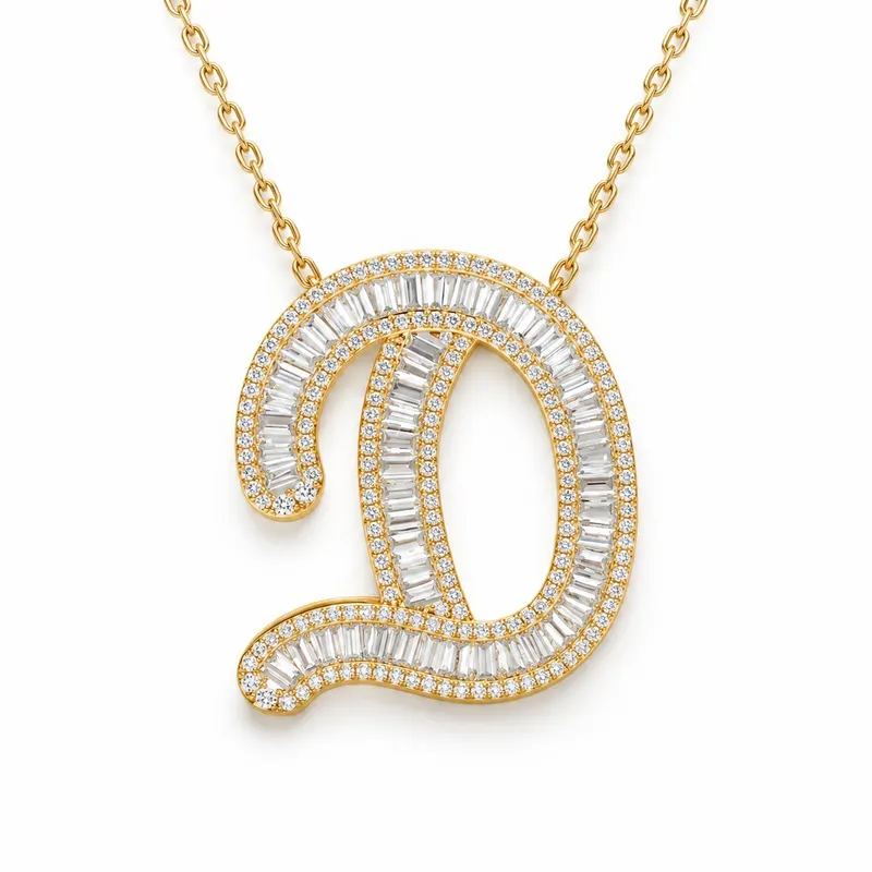 Letter D - Baguette Pendant