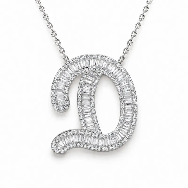 Letter D - Baguette Pendant