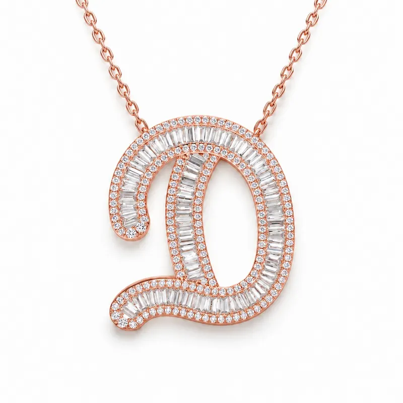Letter D - Baguette Pendant