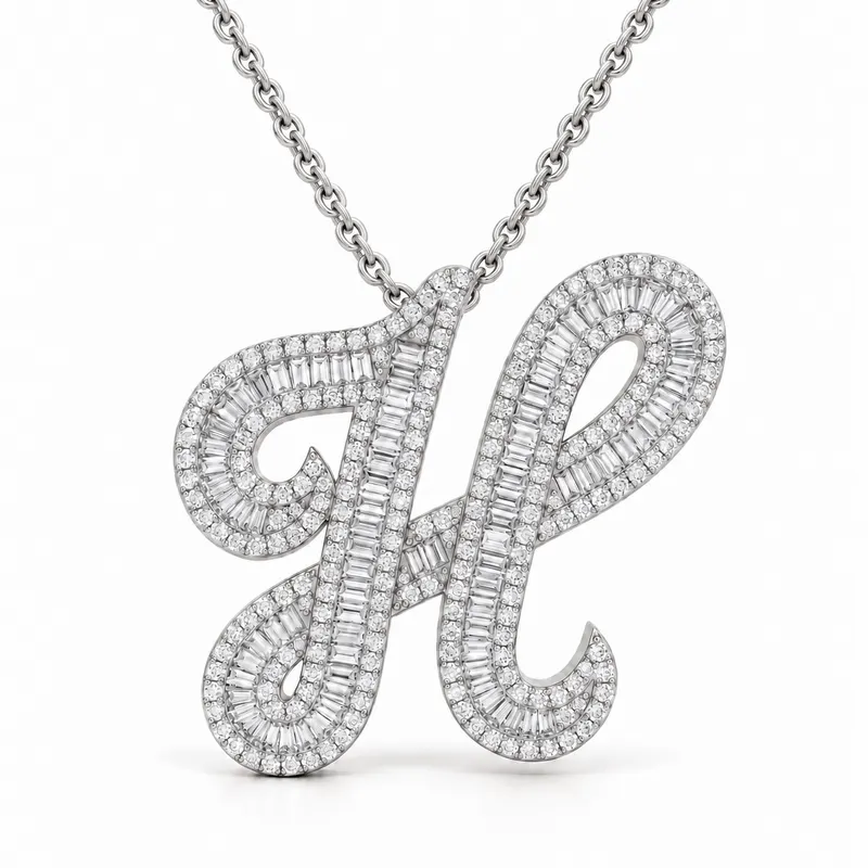 Letter H - Baguette Pendant
