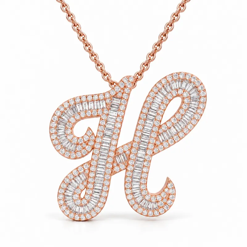 Letter H - Baguette Pendant