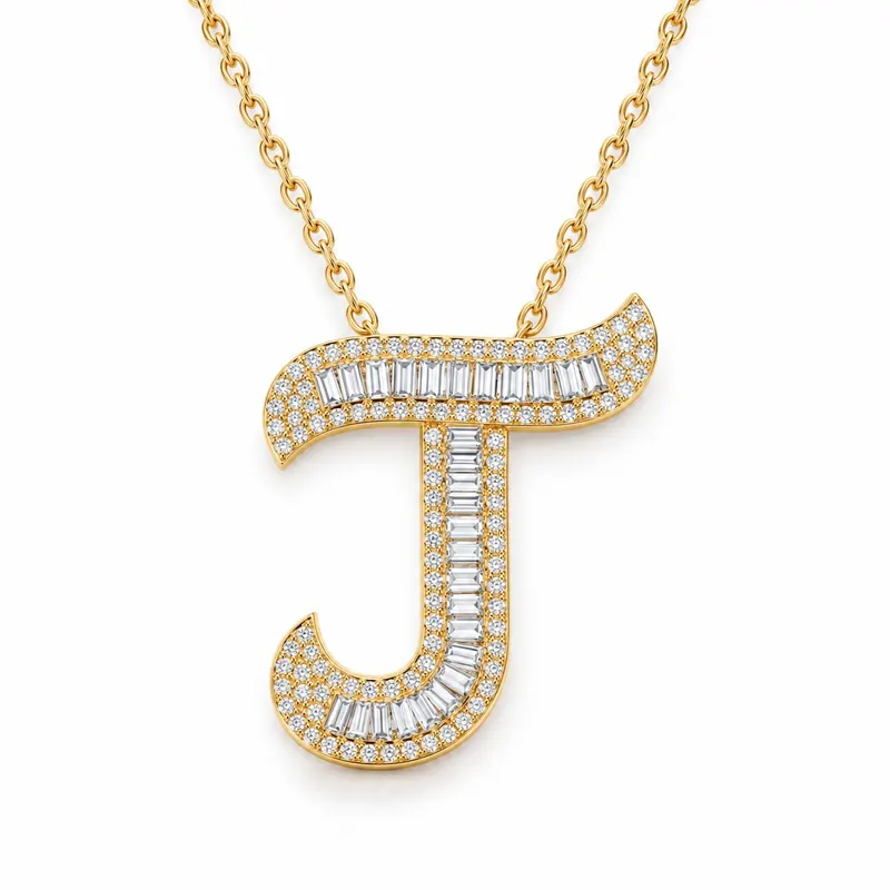 Letter J - Baguette Pendant