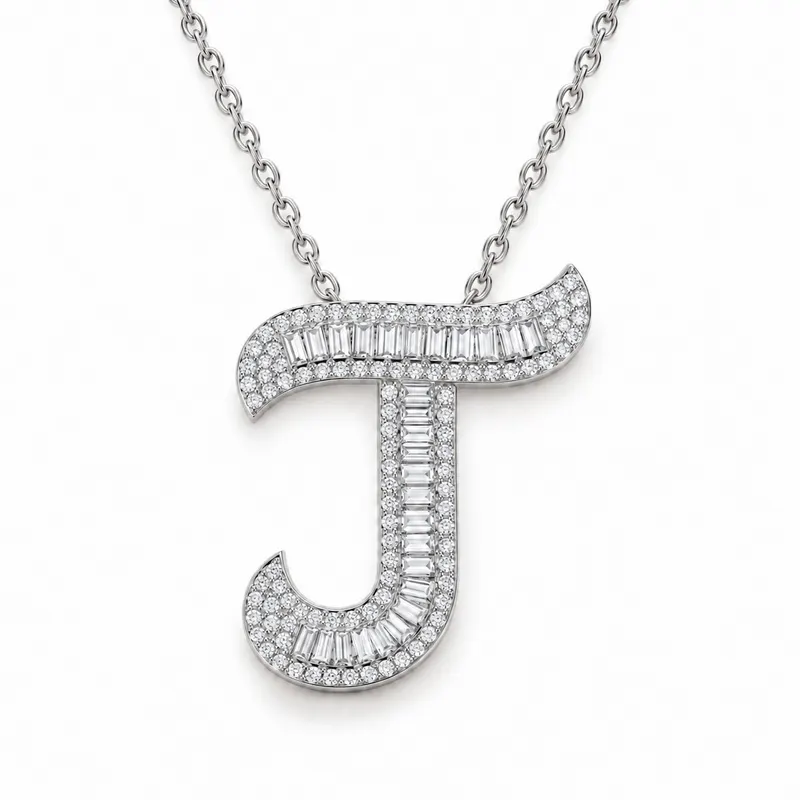 Letter J - Baguette Pendant