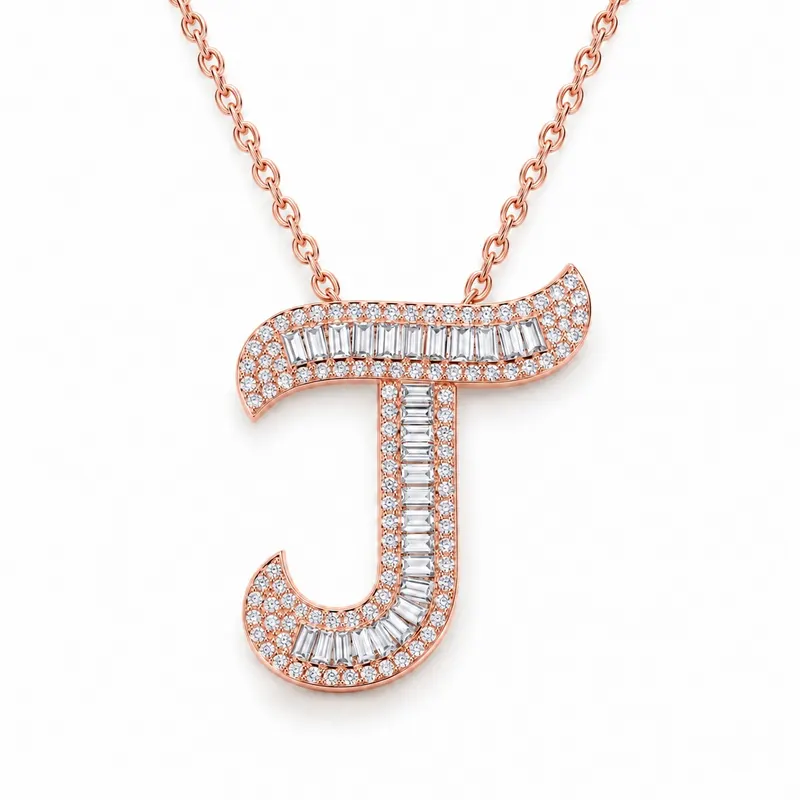 Letter J - Baguette Pendant