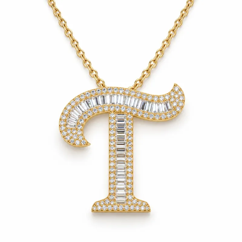 Letter T - Baguette Pendant