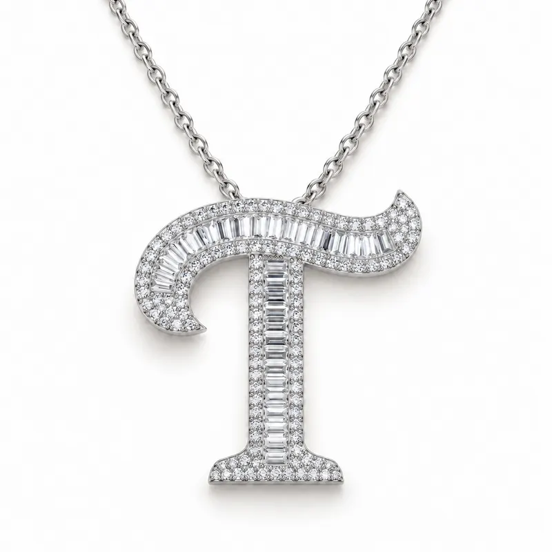 Letter T - Baguette Pendant