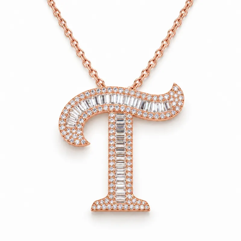 Letter T - Baguette Pendant