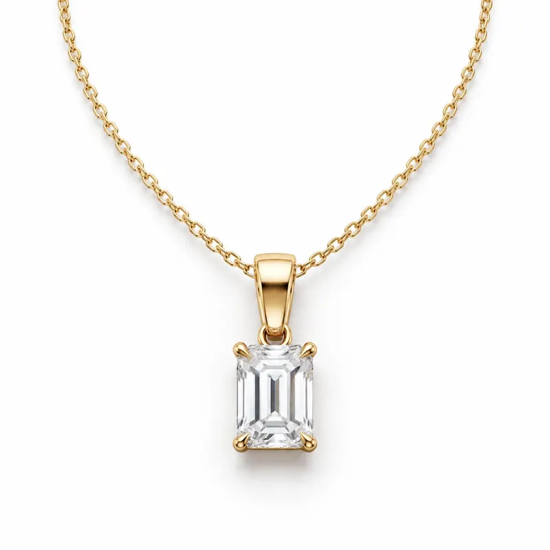 Colonnade Emerald Cut Claw Set Pendant